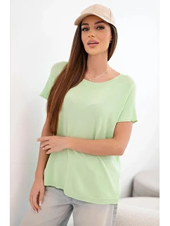 Dámská viskózová oversize halenka s krátkým rukávem a kulatým výstřihem jablková