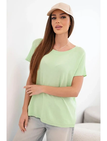 Dámská viskózová oversize halenka s krátkým rukávem a kulatým výstřihem jablková