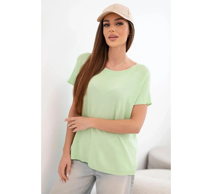 Dámská viskózová oversize halenka s krátkým rukávem a kulatým výstřihem jablková