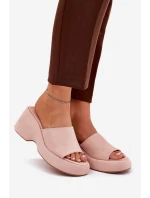 Eko Velurové Pantofle Dámské Na Platformě A Růžové model 21687974 - Boto