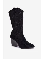 Kozačky Na Podpatku Černé model 21691075 - S.Barski