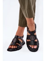 Kožené dámské sandály lakované s ozdobným detailem Artiker 56C0691 černé