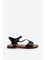 Zazoo Dámské kožené sandály černé