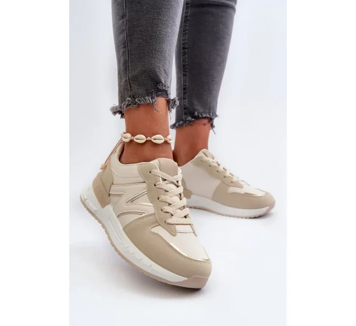 Béžové dámské tenisky vyrobené z eko kůže model 20447635 - Kesi Béžové dámské tenisky vyrobené z eko kůže model 20447635 - Kesi