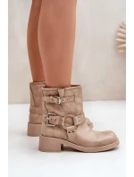 Dámské Kožené Kotníkové Boty Na Nízkém Bloku Podpatku S Pásky Zazoo 3644 Béžové Dámské Kožené Kotníkové Boty Na Nízkém Bloku Podpatku S Pásky Zazoo 3644 Béžové