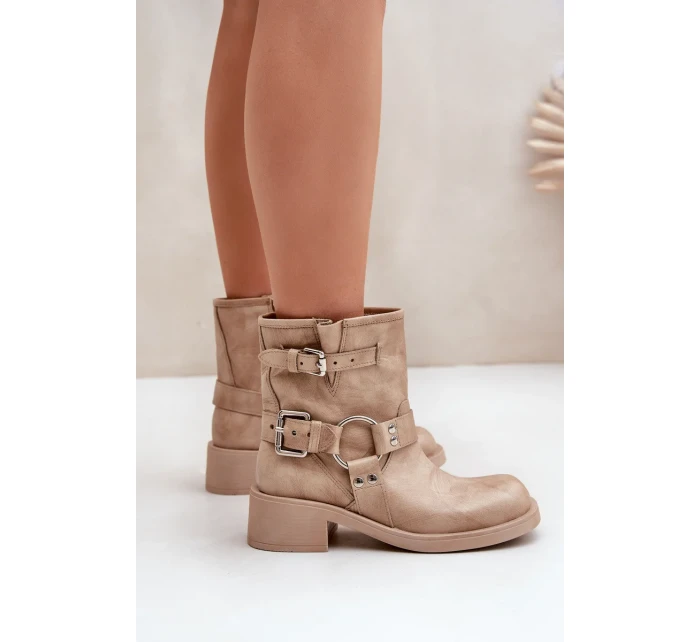 Dámské Kožené Kotníkové Boty Na Nízkém Bloku Podpatku S Pásky Zazoo 3644 Béžové Dámské Kožené Kotníkové Boty Na Nízkém Bloku Podpatku S Pásky Zazoo 3644 Béžové