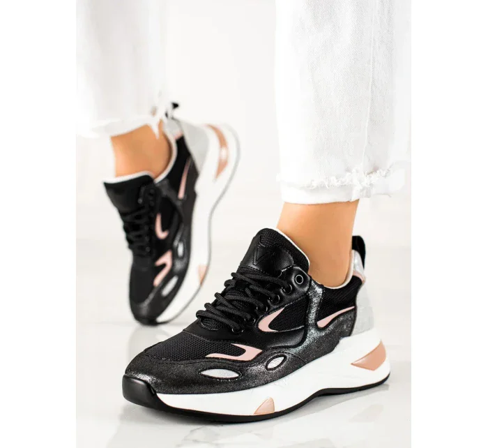 Trendy černé dámské  tenisky bez podpatku