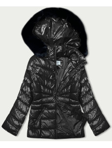 Černá dámská prošívaná zimní bunda (V775)
