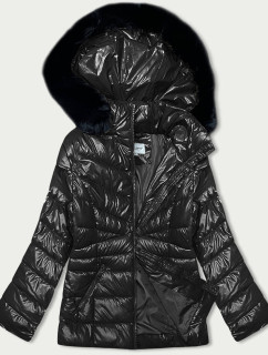 Černá dámská prošívaná zimní bunda (V775)