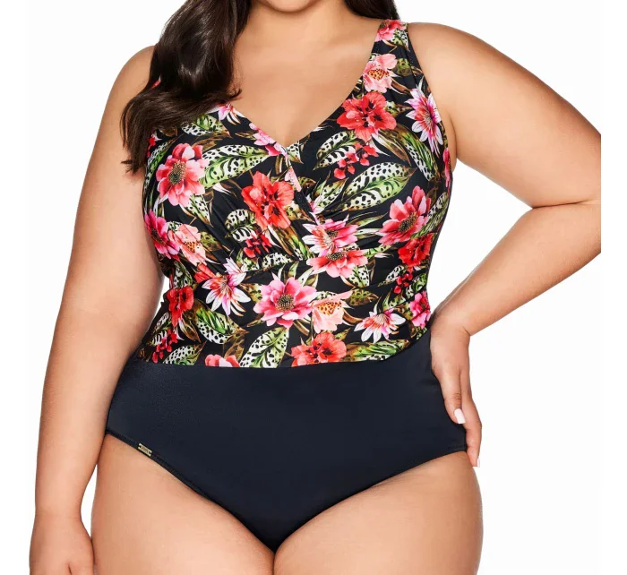 Dámské jednodílné plavky 60 black Floral - AVA Dámské jednodílné plavky 60 black Floral - AVA