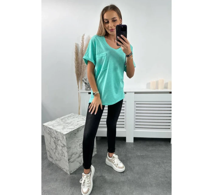 Bavlněná halenka s kapsičkou mint