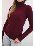 Dámský svetr z viskózy s rolákem a dlouhým rukávem bordový