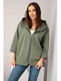 Dámská jarní bunda s kapucí a model 22281585 khaki - K-Fashion