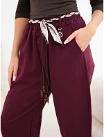 Kalhoty dámské z volné s vázáním model 22403079 - K-Fashion Kalhoty dámské z volné s vázáním model 22403079 - K-Fashion