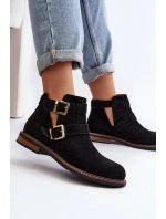 Dámské boty na ploché podrážce s pásky černé model 21647710 - Boto Dámské boty na ploché podrážce s pásky černé model 21647710 - Boto