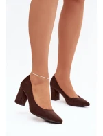 Lodičky z eko semiše na jehlovém podpatku Sergio Leone PB414 čokoládové
