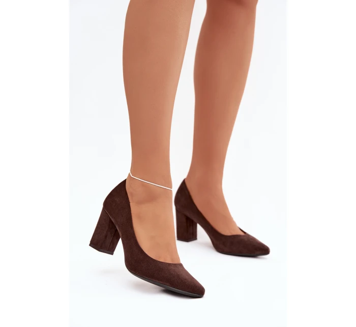 Lodičky z eko semiše na jehlovém podpatku Sergio Leone PB414 čokoládové