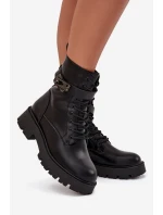 Dámské zateplené workery Selita s ozdobným páskem – černé Dámské zateplené workery Selita s ozdobným páskem – černé