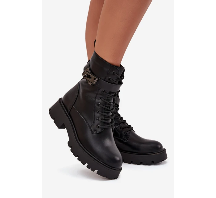 Dámské zateplené workery Selita s ozdobným páskem – černé Dámské zateplené workery Selita s ozdobným páskem – černé