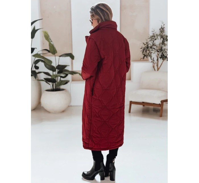 Dámský prošívaný dlouhý kabát TRENDIFY bordó FashionStreet TY4940