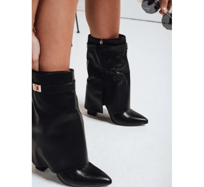 Dámské kozačky na jehlovém podpatku s širokým svrškem černé Dstreet model 21992361 - FashionStreet