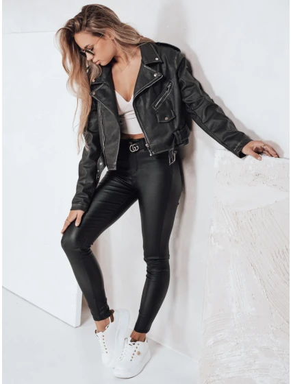 Trubkové kalhoty z ekokůže černé FashionStreet UY2764 Trubkové kalhoty z ekokůže černé FashionStreet UY2764