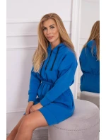 Zateplené šaty s kapucí chrpově modré Zateplené šaty s kapucí chrpově modré