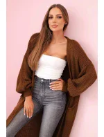 Svetr dlouhý kardigan tmavý velbloud