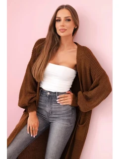 Svetr dlouhý kardigan tmavý velbloud