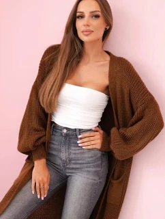 Svetr dlouhý kardigan tmavý velbloud