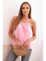 Dámská bavlněná tílko s  krku světle růžová model 21820495 - K-Fashion