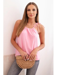 Dámská bavlněná tílko s  krku světle růžová model 21820495 - K-Fashion