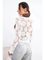 Dámský letní krajkový svetr s knoflíky a dlouhým rukávem černý