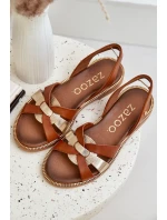model 21684117 Dámské kožené sandály hnědé - Zazoo