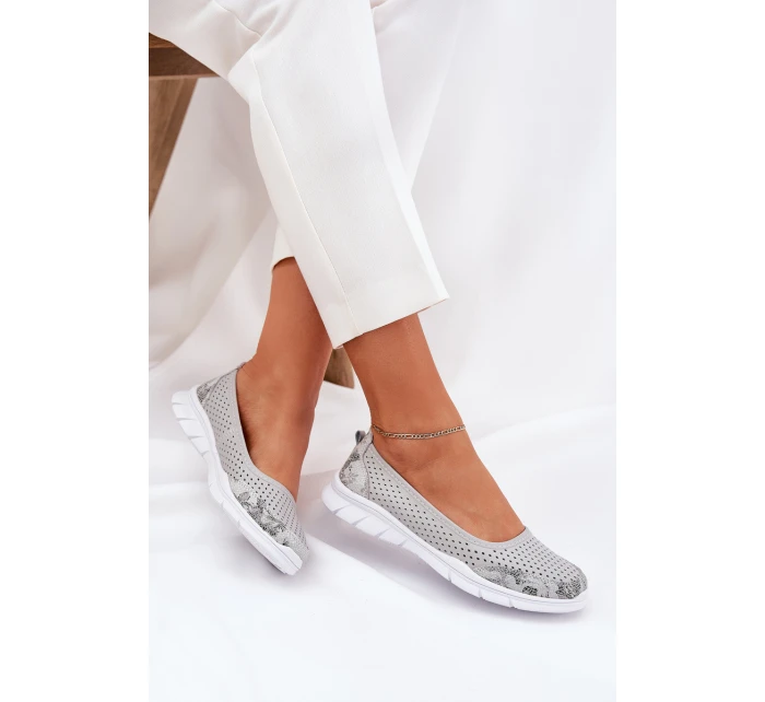 Kožené baleríny  šedé model 21686558 - VINCEZA