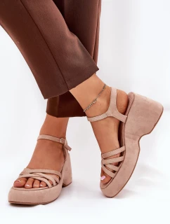 Sandály Na Platformě A Klínu Z Eko Semiše Béžové model 21687608 - Boto