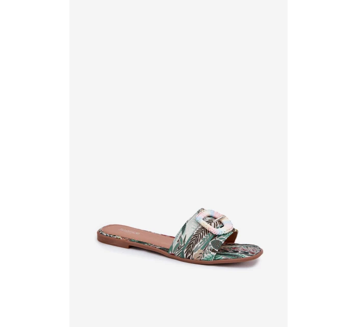 Ploché dámské pantofle s ozdobnou sponou multikolor Clariola Ploché dámské pantofle s ozdobnou sponou multikolor Clariola