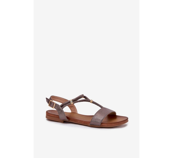 Dámské Plné Sandály S Pásky model 21698234 Grafitové - S.Barski Dámské Plné Sandály S Pásky model 21698234 Grafitové - S.Barski