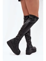 Dámské Kozačky Kolena Na Platformě A S Černé model 21707030 - Boto Dámské Kozačky Kolena Na Platformě A S Černé model 21707030 - Boto