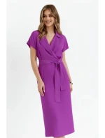 Košilové šaty s páskem S363 levandulová - Stylove