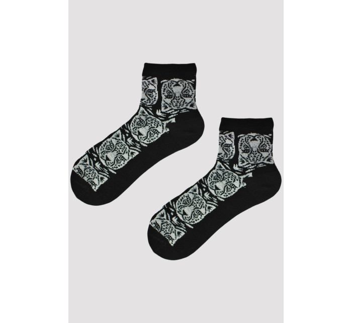 Černé dámské ponožky s lurexem - Tygr SB025