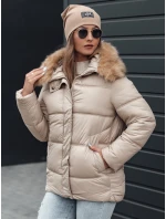 NORDKOLL dámská zimní prošívaná bunda s kapucí světle béžová FashionStreet TY4710