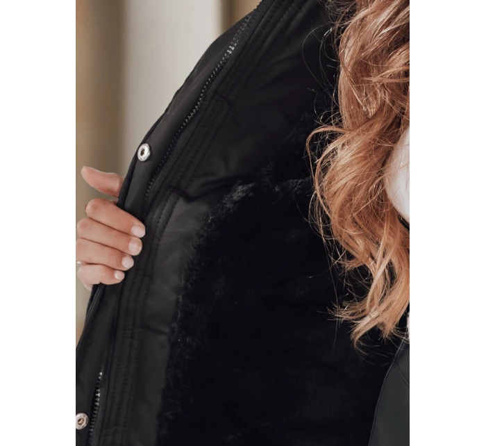 Dámská zimní bunda parka s kožešinou černá model 21991636 - Dstreet Dámská zimní bunda parka s kožešinou černá model 21991636 - Dstreet