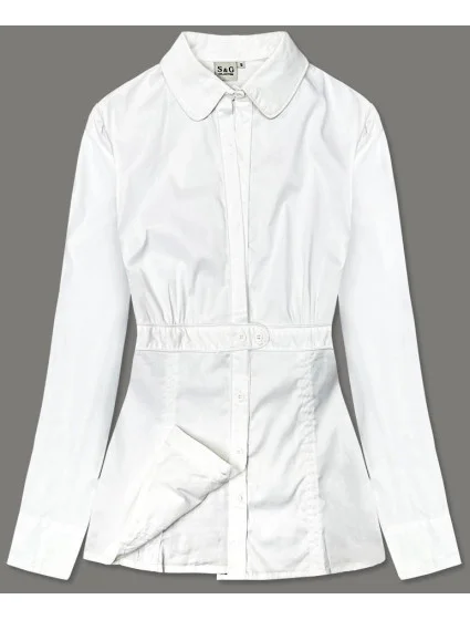 Bílá dámská košile se pro zapínání ve výstřihu model 18406802 - S&G Collection