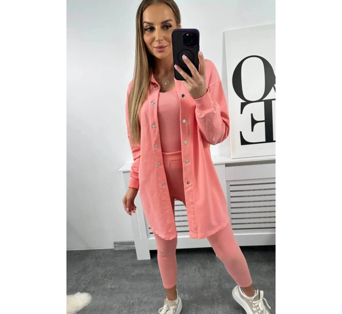 3dílná souprava model 20194664 top a legíny meruňková - K-Fashion 3dílná souprava model 20194664 top a legíny meruňková - K-Fashion