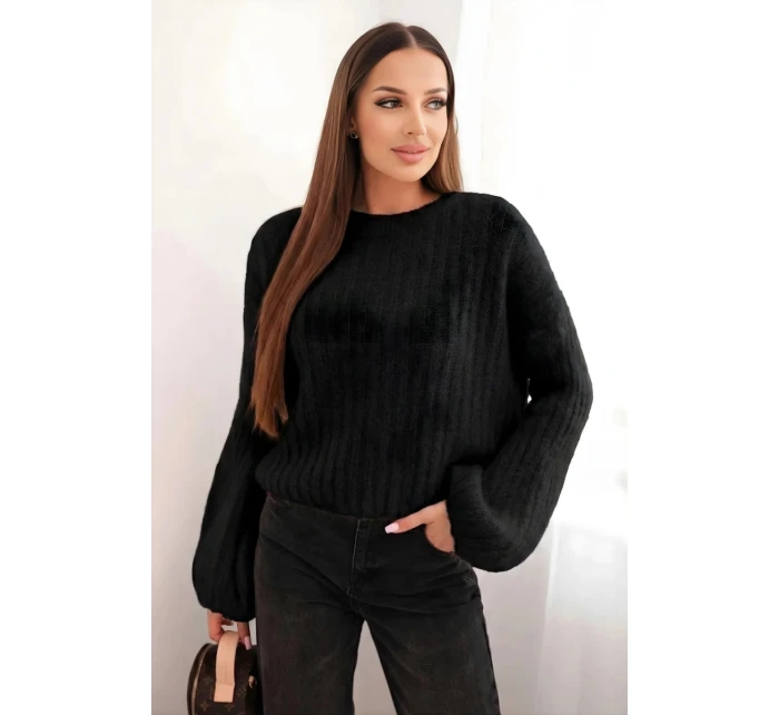 Svetr dámský z mohairu s bufáčovými rukávy malinová Svetr dámský z mohairu s bufáčovými rukávy malinová