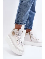 Dámské vysoké tenisky na zip Lemar bílé model 21637631 - Boto Dámské vysoké tenisky na zip Lemar bílé model 21637631 - Boto