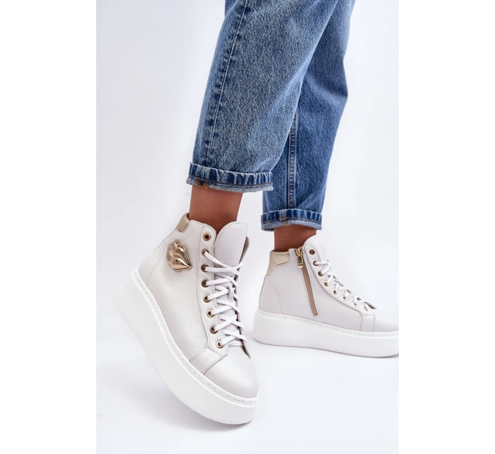 Dámské vysoké tenisky na zip Lemar bílé model 21637631 - Boto Dámské vysoké tenisky na zip Lemar bílé model 21637631 - Boto