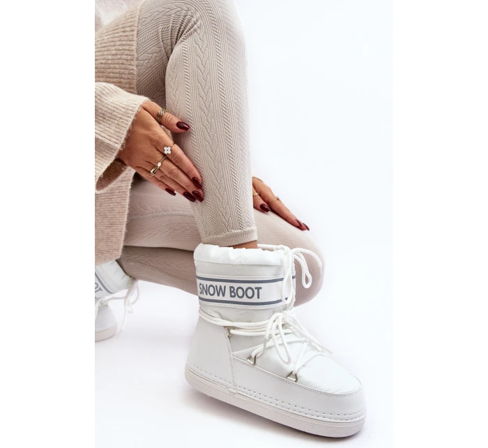 Dámské vázané sněhové boty bílé model 21642432 - Boto