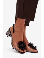 Sandály na podpatku s ozdobou D&A MR52-238 Černé Sandály na podpatku s ozdobou D&A MR52-238 Černé
